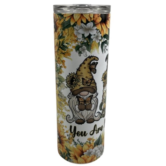 Skinny Tumbler 20oz You Are My Sunshine Gnomes Sunflowers Stainless-Steel - Picture 4 of 9